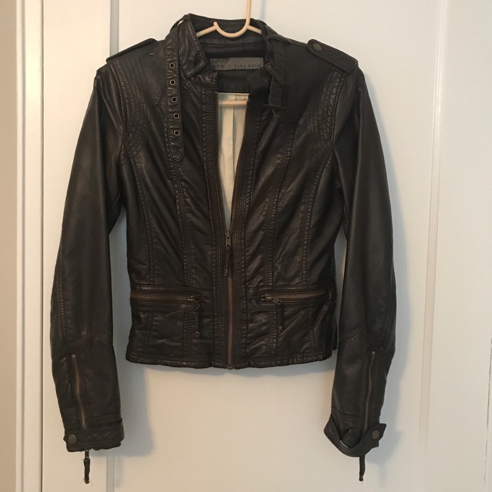 Brown Zara leather jacket